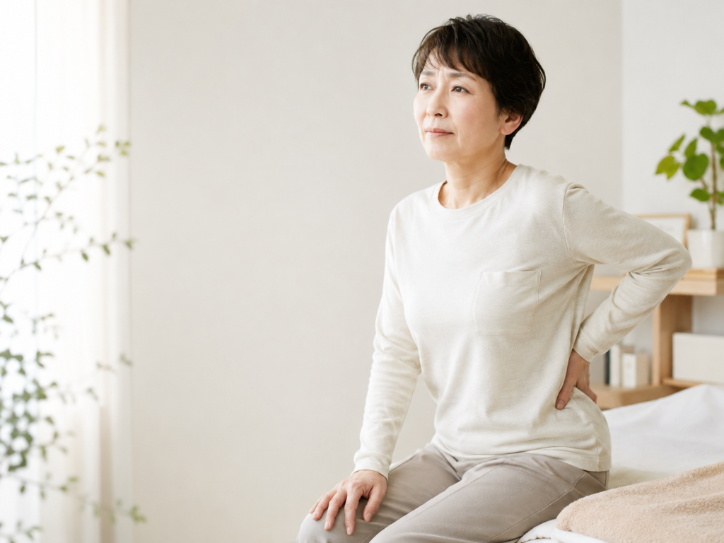 病院で異常なしと言われた後も腰痛に悩む人のイメージ